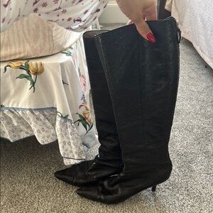 Michael Kors Black Patent Crinkle Leather Boots